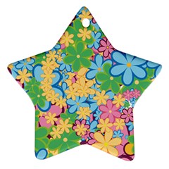 Flower Spring Background Blossom Bloom Nature Star Ornament (two Sides)