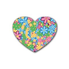 Flower Spring Background Blossom Bloom Nature Rubber Coaster (heart) by Ravend