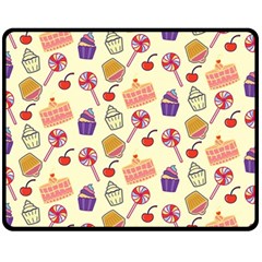 Happy Birthday Cupcake Pattern Lollipop Flat Design One Side Fleece Blanket (medium) by Ravend