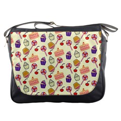 Happy Birthday Cupcake Pattern Lollipop Flat Design Messenger Bag