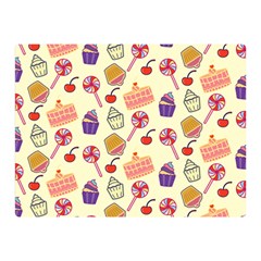 Happy Birthday Cupcake Pattern Lollipop Flat Design Premium Plush Fleece Blanket (mini)