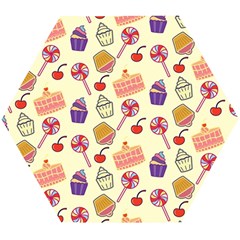 Happy Birthday Cupcake Pattern Lollipop Flat Design Wooden Puzzle Hexagon by Ravend