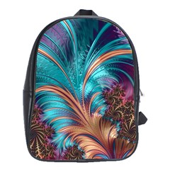 Feather Fractal Artistic Design Conceptual School Bag (xl)