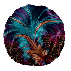 Feather Fractal Artistic Design Conceptual Large 18  Premium Flano Round Cushions by Ravend