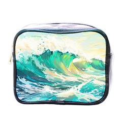 Ai Generated Waves Ocean Sea Tsunami Nautical Art Mini Toiletries Bag (one Side) by Ravend