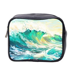 Ai Generated Waves Ocean Sea Tsunami Nautical Art Mini Toiletries Bag (two Sides)