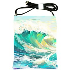 Ai Generated Waves Ocean Sea Tsunami Nautical Art Shoulder Sling Bag by Ravend