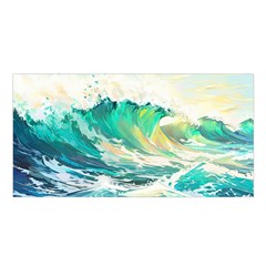 Ai Generated Waves Ocean Sea Tsunami Nautical Art Satin Shawl 45  X 80 