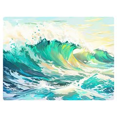 Ai Generated Waves Ocean Sea Tsunami Nautical Art One Side Premium Plush Fleece Blanket (extra Small) by Ravend