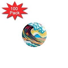 Ai Generated Waves Ocean Sea Tsunami Nautical Arts 1  Mini Magnets (100 Pack) 