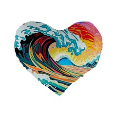 Ai Generated Waves Ocean Sea Tsunami Nautical Arts Standard 16  Premium Heart Shape Cushions