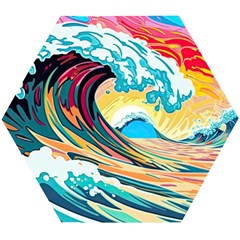 Ai Generated Waves Ocean Sea Tsunami Nautical Arts Wooden Puzzle Hexagon