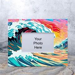 Ai Generated Waves Ocean Sea Tsunami Nautical Arts White Tabletop Photo Frame 4 x6  by Ravend