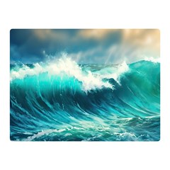 Ai Generated Waves Ocean Sea Tsunami Nautical Painting Premium Plush Fleece Blanket (mini)