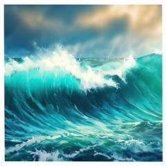 Ai Generated Waves Ocean Sea Tsunami Nautical Painting Wooden Puzzle Square