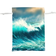 Ai Generated Waves Ocean Sea Tsunami Nautical Painting Lightweight Drawstring Pouch (xl) by Ravend