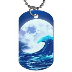 Ai Generated Waves Ocean Sea Tsunami Nautical Blue Dog Tag (two Sides)