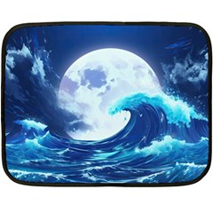 Ai Generated Waves Ocean Sea Tsunami Nautical Blue Fleece Blanket (mini)