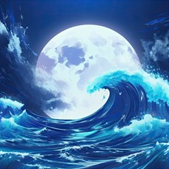 Ai Generated Waves Ocean Sea Tsunami Nautical Blue Play Mat (rectangle)