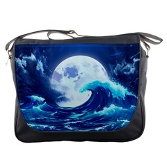 Ai Generated Waves Ocean Sea Tsunami Nautical Blue Messenger Bag