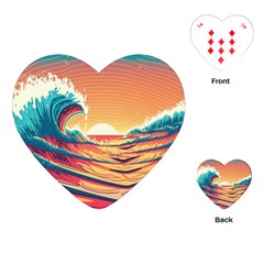 Ai Generated Waves Ocean Sea Tsunami Nautical Art Nature Playing Cards Single Design (heart)