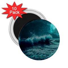 Ai Generated Waves Ocean Sea Tsunami Nautical Blue Sea Art 2 25  Magnets (10 Pack) 