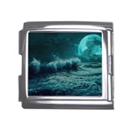 Ai Generated Waves Ocean Sea Tsunami Nautical Blue Sea Art Mega Link Italian Charm (18mm) Front