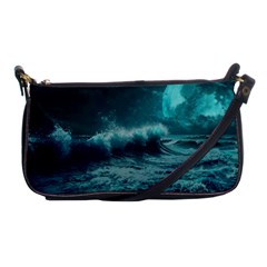 Ai Generated Waves Ocean Sea Tsunami Nautical Blue Sea Art Shoulder Clutch Bag by Ravend