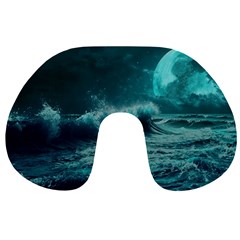 Ai Generated Waves Ocean Sea Tsunami Nautical Blue Sea Art Travel Neck Pillow