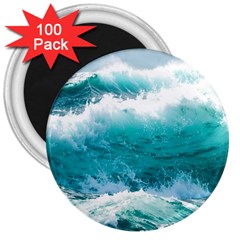 Ai Generated Waves Ocean Sea Tsunami Nautical Blue Sea 3  Magnets (100 Pack)