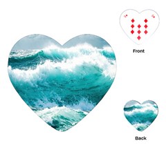 Ai Generated Waves Ocean Sea Tsunami Nautical Blue Sea Playing Cards Single Design (heart)