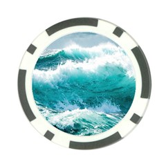 Ai Generated Waves Ocean Sea Tsunami Nautical Blue Sea Poker Chip Card Guard