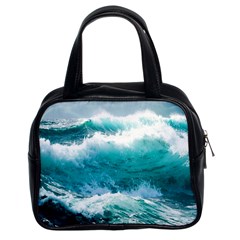 Ai Generated Waves Ocean Sea Tsunami Nautical Blue Sea Classic Handbag (two Sides)