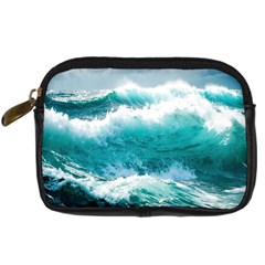 Ai Generated Waves Ocean Sea Tsunami Nautical Blue Sea Digital Camera Leather Case