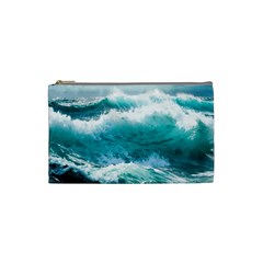Ai Generated Waves Ocean Sea Tsunami Nautical Blue Sea Cosmetic Bag (small)