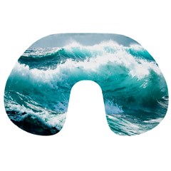 Ai Generated Waves Ocean Sea Tsunami Nautical Blue Sea Travel Neck Pillow