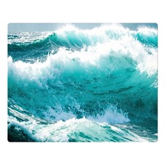 Ai Generated Waves Ocean Sea Tsunami Nautical Blue Sea Premium Plush Fleece Blanket (large)