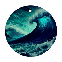 Ai Generated Waves Ocean Sea Tsunami Nautical Fantasy Ornament (round)