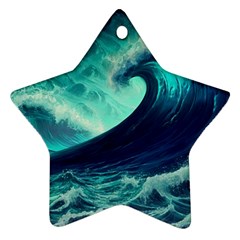 Ai Generated Waves Ocean Sea Tsunami Nautical Fantasy Ornament (star) by Ravend