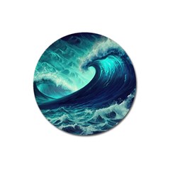 Ai Generated Waves Ocean Sea Tsunami Nautical Fantasy Magnet 3  (round)