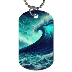 Ai Generated Waves Ocean Sea Tsunami Nautical Fantasy Dog Tag (one Side)