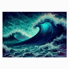 Ai Generated Waves Ocean Sea Tsunami Nautical Fantasy Large Glasses Cloth