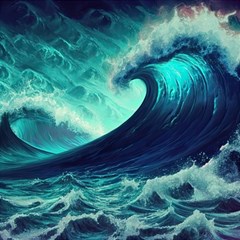 Ai Generated Waves Ocean Sea Tsunami Nautical Fantasy Play Mat (square)