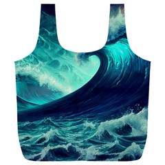 Ai Generated Waves Ocean Sea Tsunami Nautical Fantasy Full Print Recycle Bag (xxxl)