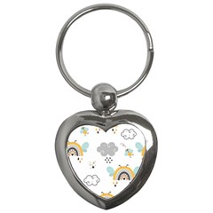 Art Pattern Design Wallpaper Background Print Key Chain (heart) by Ravend