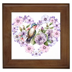 Hummingbird In Floral Heart Framed Tile by augustinet