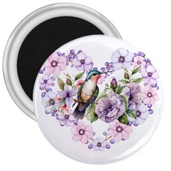 Hummingbird In Floral Heart 3  Magnets by augustinet