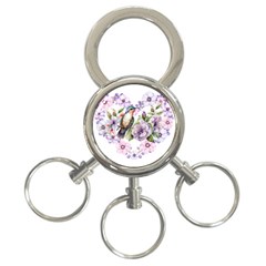 Hummingbird In Floral Heart 3-ring Key Chain by augustinet