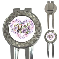 Hummingbird In Floral Heart 3-in-1 Golf Divots by augustinet