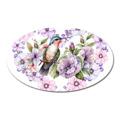 Hummingbird In Floral Heart Oval Magnet by augustinet